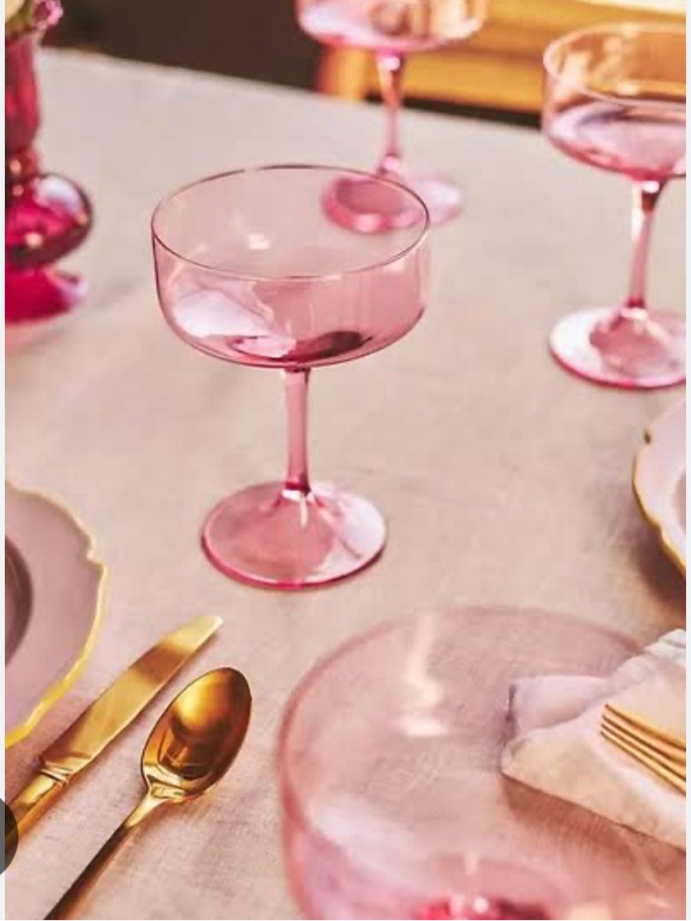 Anthropologie Morgan Pink Coupes set of 4